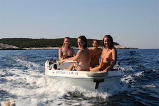 Self drive hire boats at Vassaliki Naturist Club
